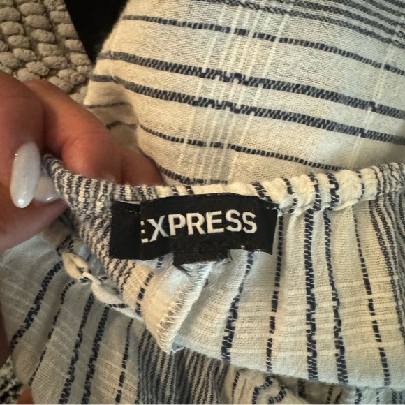 Express Navy Blue & White and stripped spring dress size Medium - Picture 6 of 6